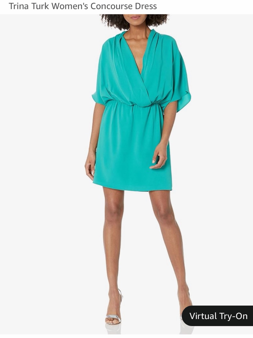 Trina Turk Teal Mini Dress with V-Neck
